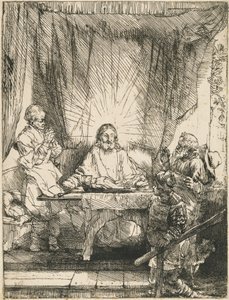 Christus in Emmaüs: de grotere plaat door Rembrandt van Rijn