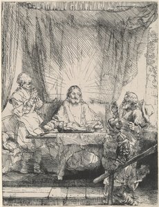 Christus in Emmaüs: de grotere plaat door Rembrandt van Rijn