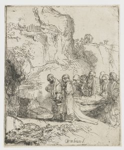 Christus naar het graf gedragen door Rembrandt van Rijn