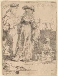 De Dood Verschijnt aan een Getrouwd Paar uit een Open Graf door Rembrandt van Rijn