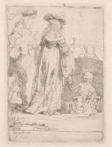 Het jonge paar en de dood door Rembrandt van Rijn