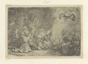 Engel verlaat Tobias en zijn gezin door Rembrandt van Rijn