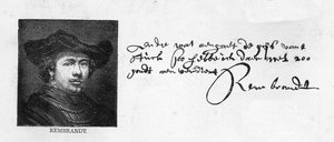 Handschrift en handtekening van Rembrandt uit een brief aan Constantine Huygens, c. 1640
