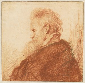Hoofd van een Oude Man (recto) door Rembrandt van Rijn