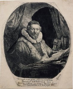Jan Uytenbogaert, predikant van de Remonstranten door Rembrandt van Rijn