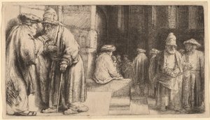 Joden in de synagoge door Rembrandt van Rijn