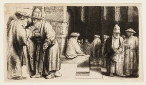 Joden in de synagoge door Rembrandt van Rijn