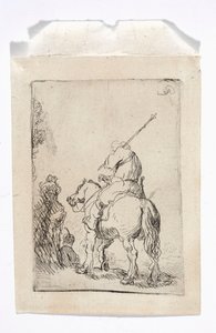 Een ruiter met een tulband te paard door Rembrandt van Rijn