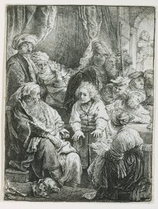 Jozef vertelt zijn dromen door Rembrandt van Rijn