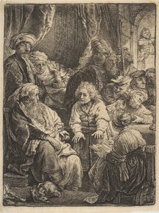 Jozef vertelt zijn dromen door Rembrandt van Rijn