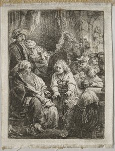 Jozef vertelt zijn dromen door Rembrandt van Rijn