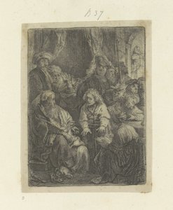Jozef vertelt zijn dromen door Rembrandt van Rijn
