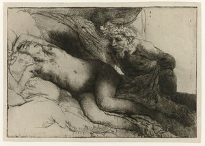 Jupiter en Antiope door Rembrandt van Rijn