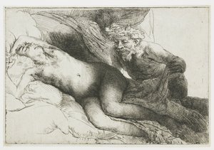 Jupiter en Antiope: de grotere plaat door Rembrandt van Rijn