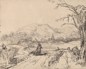 Landschap met jager en hond