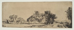 Landschap met een Boerderij Langs een Weg Naast een Kanaal, ca. 1652 door Rembrandt van Rijn