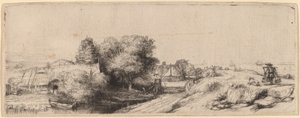 Landschap met een Melkboer door Rembrandt van Rijn