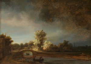 Landschap met een Stenen Brug door Rembrandt van Rijn