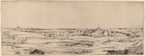 Landschap met Uitzicht op Haarlem (Het Goudwegersveld) door Rembrandt van Rijn