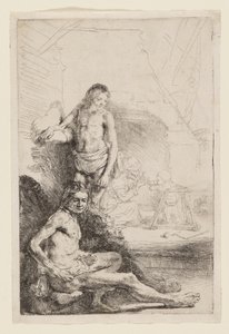 Mannelijk Naakt Zittend en Staand door Rembrandt van Rijn