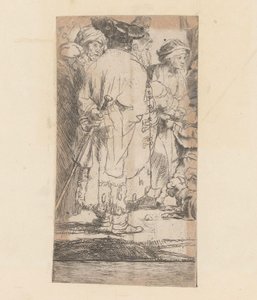 Man in mantel, op de rug gezien door Rembrandt van Rijn