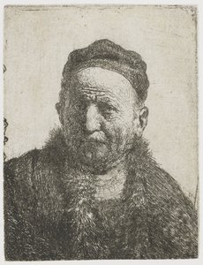 Man met een nauwsluitende muts: buste (de vader van de kunstenaar?) door Rembrandt van Rijn