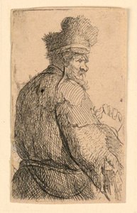 Oude Man van Achteren Gezien, Profiel naar Rechts: Halffiguur door Rembrandt van Rijn