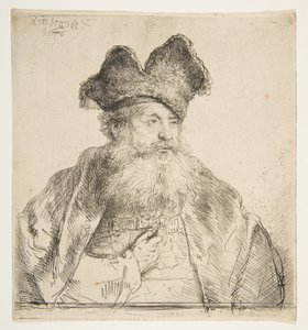 Oude Man met een Verdeelde Bontmuts door Rembrandt van Rijn