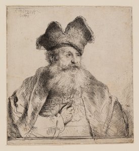 Oude Man met een Verdeelde Bontmuts door Rembrandt van Rijn