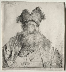 Oude man met een gedeelde bontmuts, 1640 door Rembrandt van Rijn