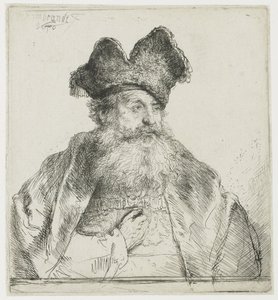 Oude man met een gedeelde bontmuts door Rembrandt van Rijn