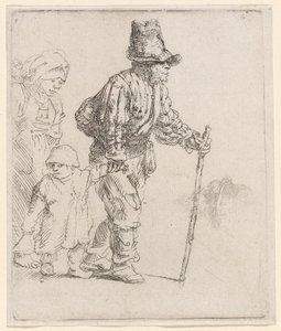 Boerenfamilie op de zwerftocht