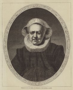 Portret van een oude vrouw, in de National Gallery door Rembrandt van Rijn