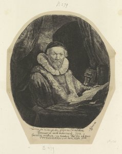 Portret van de Remonstrantse predikant Jan Wtenbogaert Recueil de quatre-vingt-cinq estampes originales door Rembrandt van Rijn
