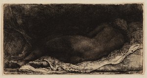 Liggende vrouwelijke naakt door Rembrandt van Rijn