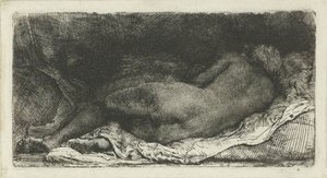 Liggende vrouwelijke naakt door Rembrandt van Rijn