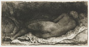 Liggende vrouwelijke naakt door Rembrandt van Rijn