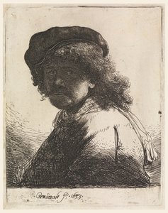 Rembrandt met muts en sjaal