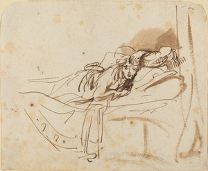 Saskia(?) liggend in bed