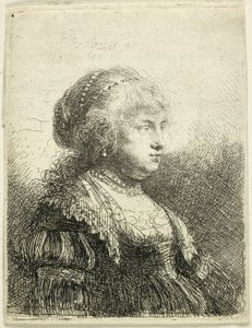 Saskia met parels in haar haar