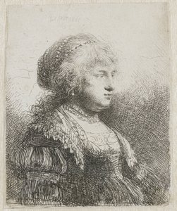 Saskia met parels in haar haar