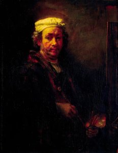 Zelfportret voor de ezel door Rembrandt van Rijn
