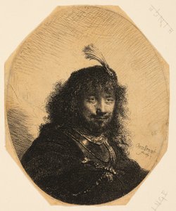 Zelfportret (?) met Gevederde Hoed en Neergelaten Sabel