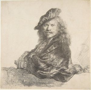 Zelfportret, Leunend op een Stenen Muur