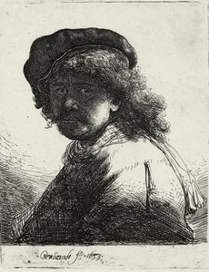 Zelfportret met een Muts en Sjaal met Donker Gezicht, 1633