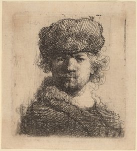 Zelfportret met een Zware Bontmuts door Rembrandt van Rijn