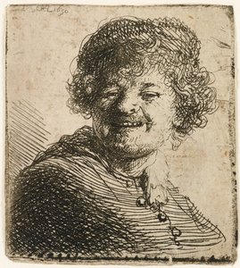 Zelfportret met een pet: lachend, 1630