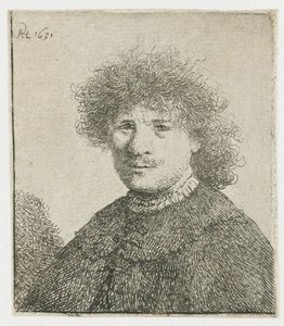Zelfportret in een mantel met vallende kraag: buste door Rembrandt van Rijn