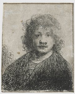 Zelfportret met een brede neus door Rembrandt van Rijn