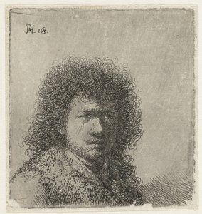 Zelfportret met wild haar: buste